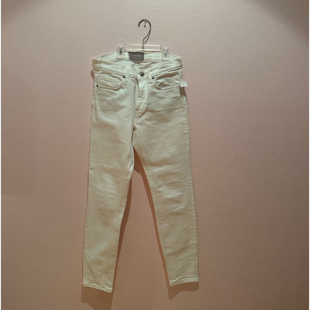Ever lame white straight leg low rise jeans